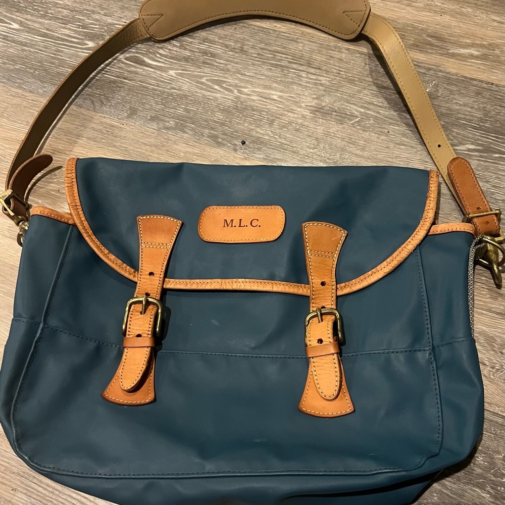 Jon Hart Design Green and Tan Messenger Bag